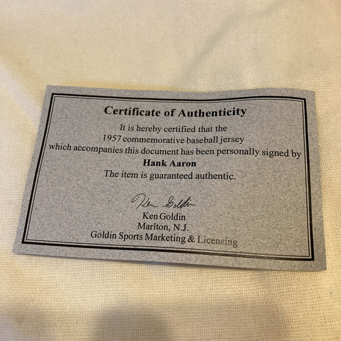 Hank Aaron 1957 MVP Signed Authentic Milwaukee Braves Jersey JSA COA