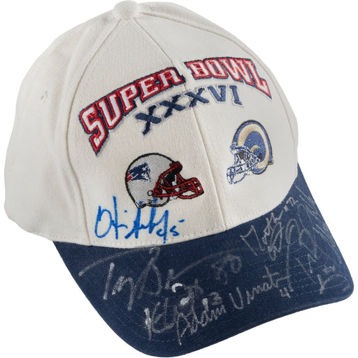 Tom Brady 2001 New England Patriots Super Bowls Champs Team Signed Hat Beckett