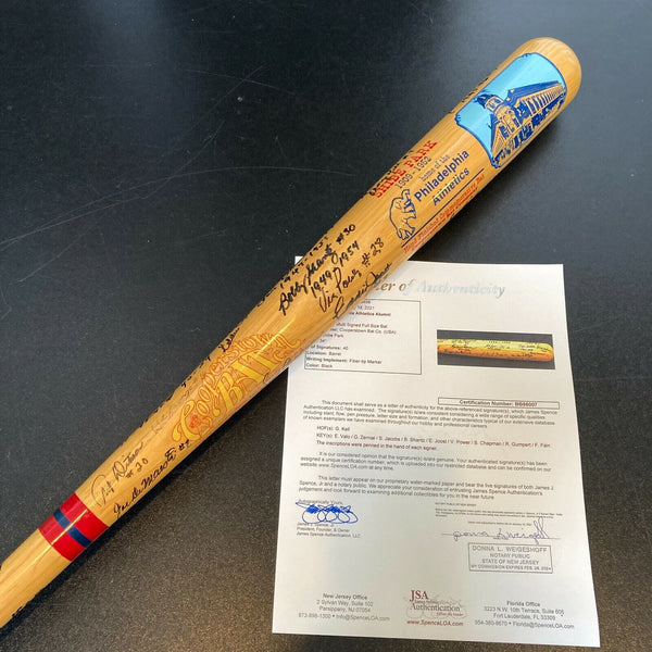 Rare Philadelphia Athletics A's Legends Bat With 40 Signatures JSA COA