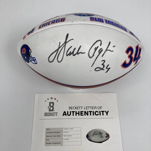 Walter Payton Signed 1986 Super Bowl Presentational Football Beckett COA