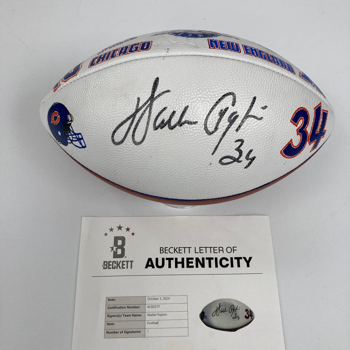 Walter Payton Signed 1986 Super Bowl Presentational Football Beckett COA