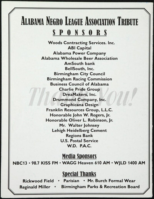 Negro League Legends Multi-Signed Program With 116 Signatures!
