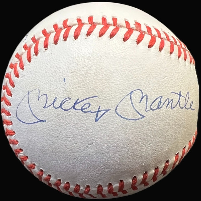 Mickey Mantle Joe Dimaggio Ted Williams Signed Baseball PSA DNA 8.5 MINT