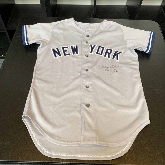 Mickey Mantle "Triple Crown 1956" Signed Inscribed NY Yankees Jersey Beckett COA