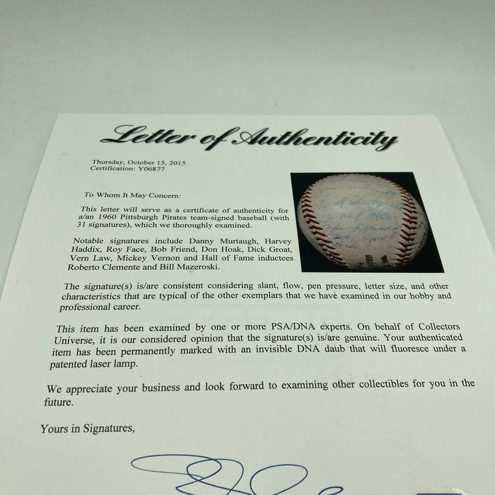 1960 Pittsburgh Pirates World Series Champs Team Signed Baseball PSA DNA COA