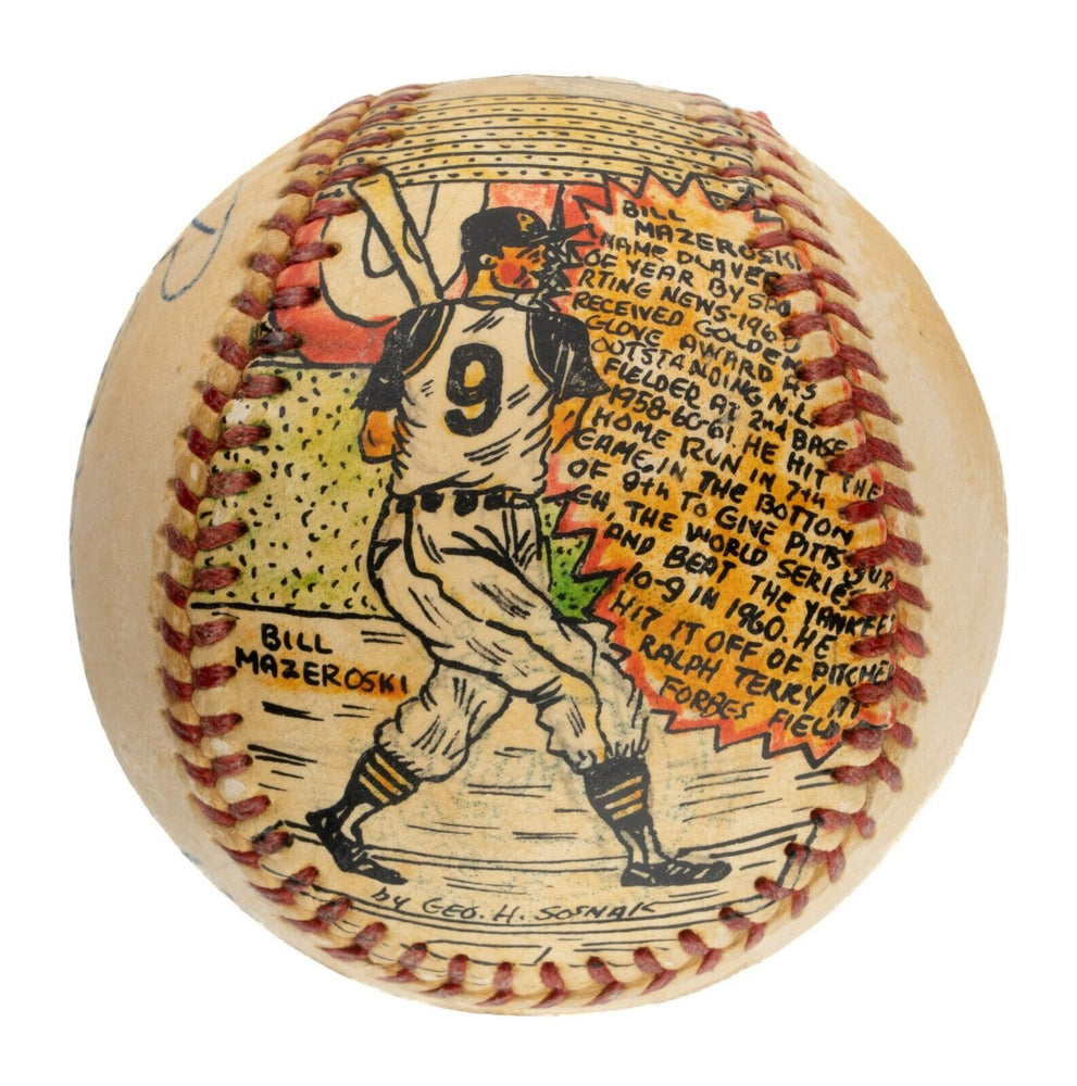 Beautiful Bill Mazeroski Hand Painted George Sosnak Folk Art Signed Baseball