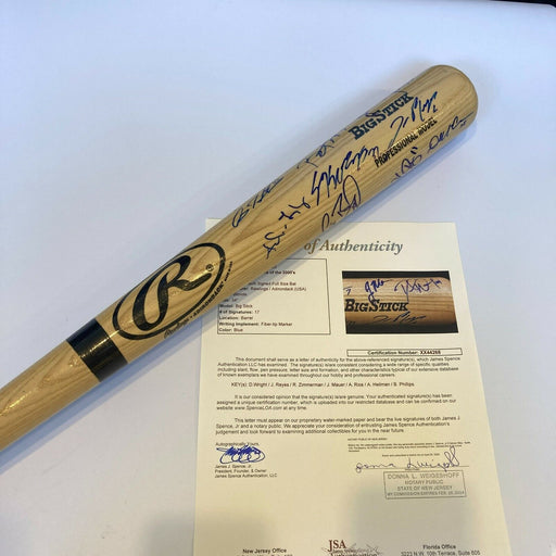 Joe Mauer David Wright 2000's Rookie Top Prospects Signed Bat JSA COA