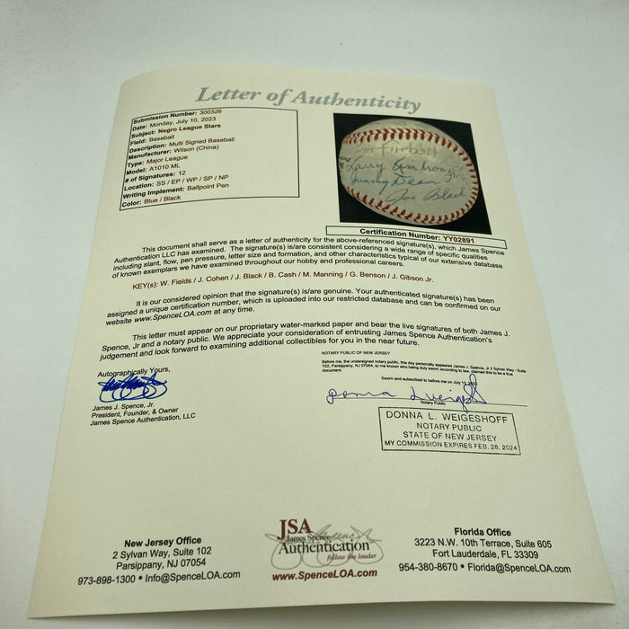 Josh Gibson Jr. Negro League Legends Multi Signed Baseball JSA COA