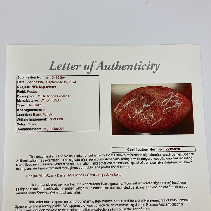 Matt Ryan 2008 NFL Draft Picks Signed Wilson Game Football JSA COA