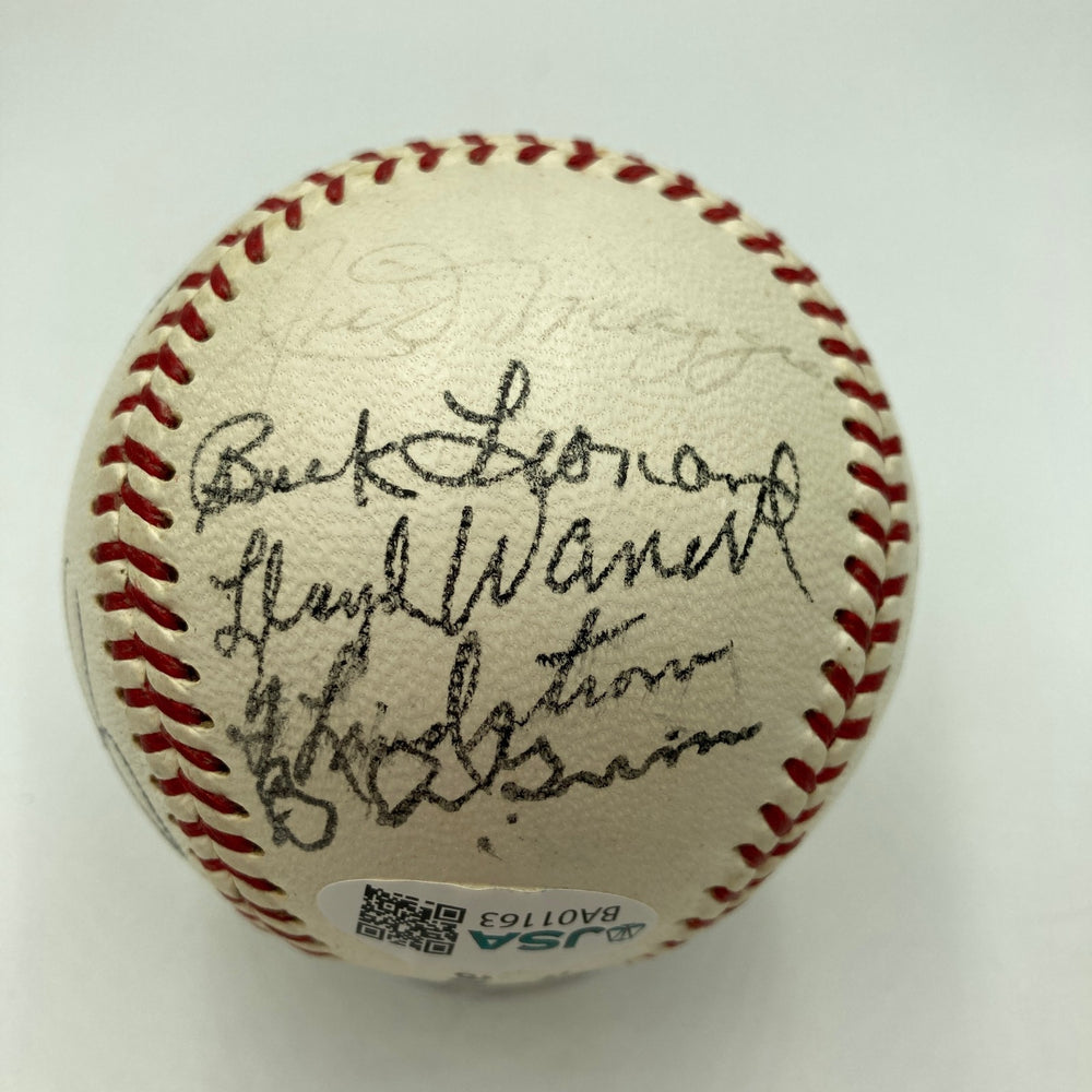 Mickey Mantle Joe DiMaggio Pie Traynor Hall Of Fame Multi Signed Baseball JSA
