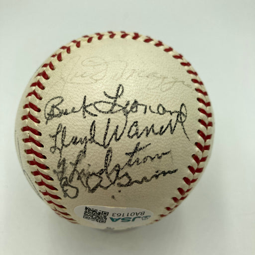 Mickey Mantle Joe DiMaggio Pie Traynor Hall Of Fame Multi Signed Baseball JSA