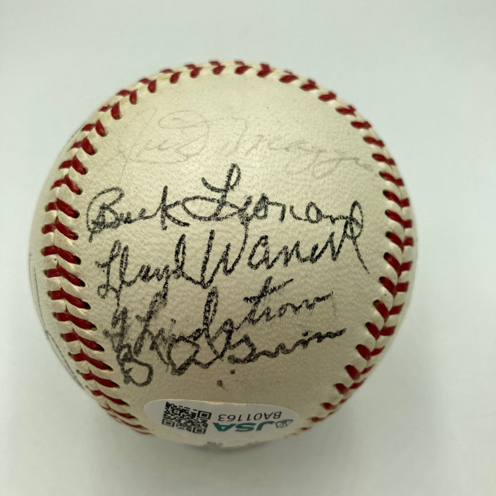 Mickey Mantle Joe DiMaggio Pie Traynor Hall Of Fame Multi Signed Baseball JSA