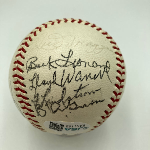Mickey Mantle Joe DiMaggio Pie Traynor Hall Of Fame Multi Signed Baseball JSA