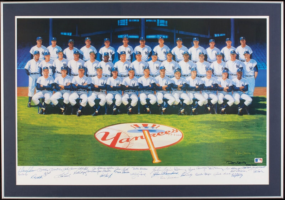 1961 New York Yankees Team Signed Large Ron Lewis Photo Mickey Mantle Beckett