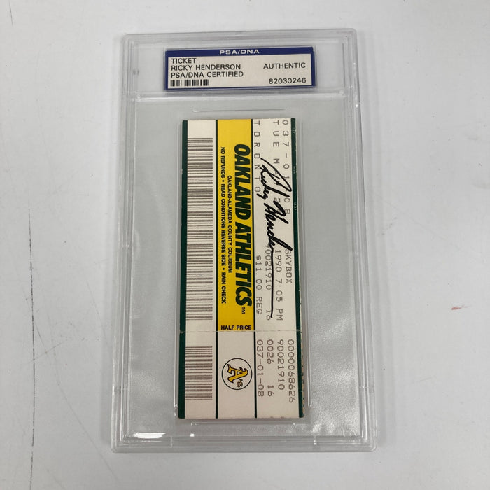 Rickey Henderson Signed Stolen Base Record Full Ticket Passes Ty Cobb PSA POP 1!