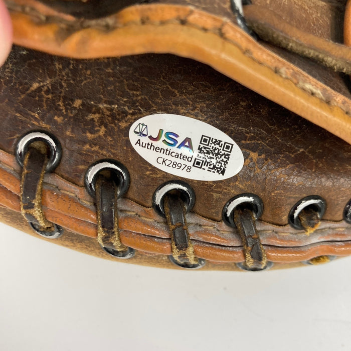 Charlie Silvera Signed 1950's Game Model Baseball Glove Mitt Yankees JSA COA