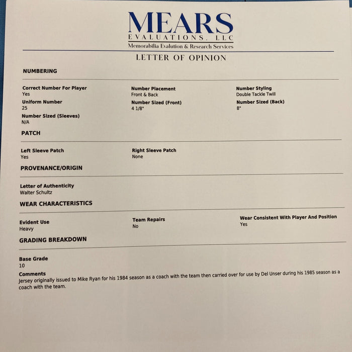 Del Unser Mike Ryan 1984-1985 Game Used Philadelphia Phillies Jersey MEARS A10