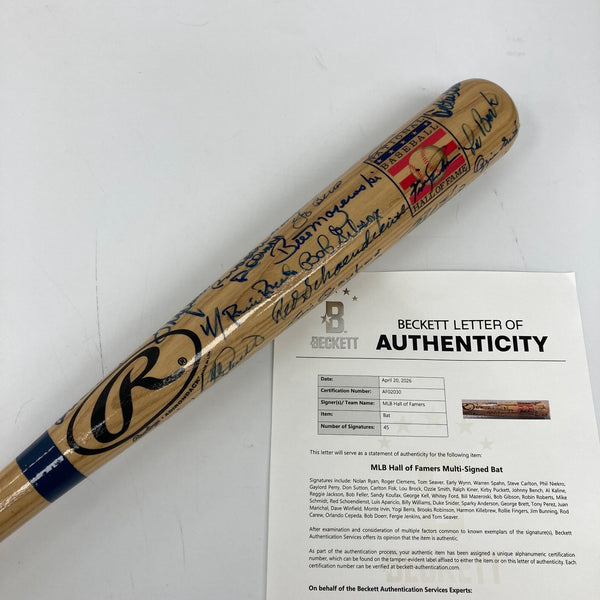 Beautiful Sandy Koufax Hall Of Fame Multi Signed Bat 45 Sigs Beckett COA
