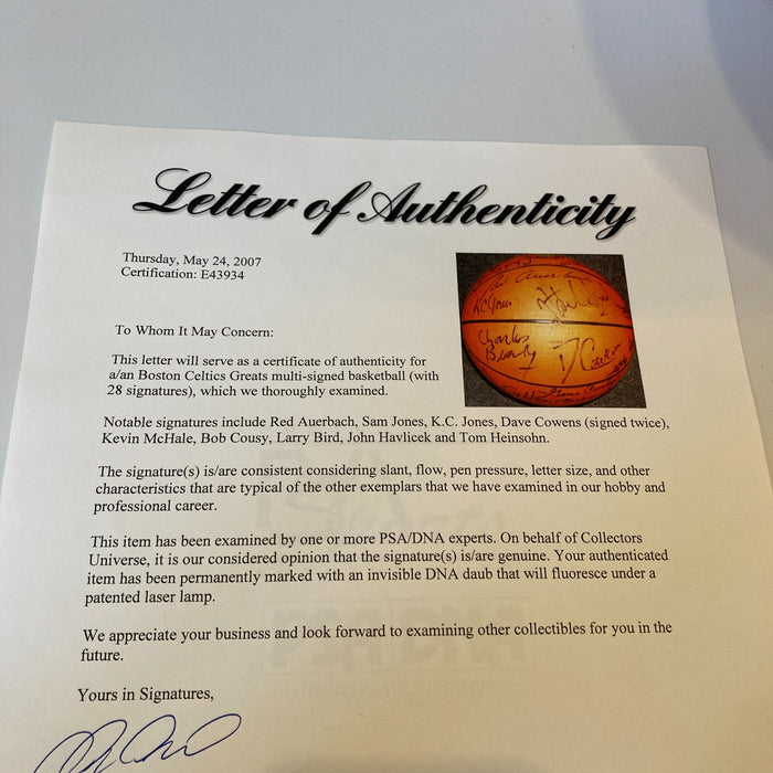 Chuck Cooper Boston Celtics HOF Legends Signed Basketball 28 Sigs PSA DNA Rare!