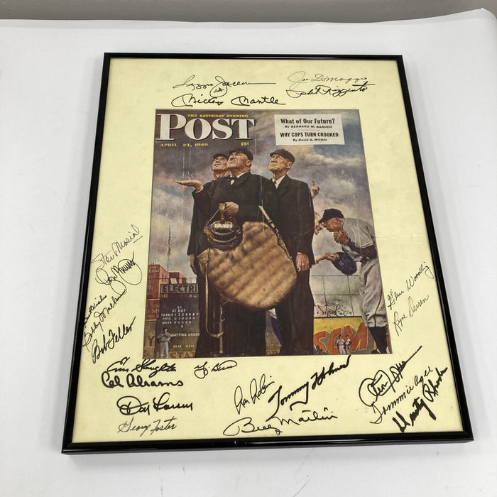 Mickey Mantle Joe Dimaggio HOF Multi Signed Norman Rockwell Photo Beckett COA