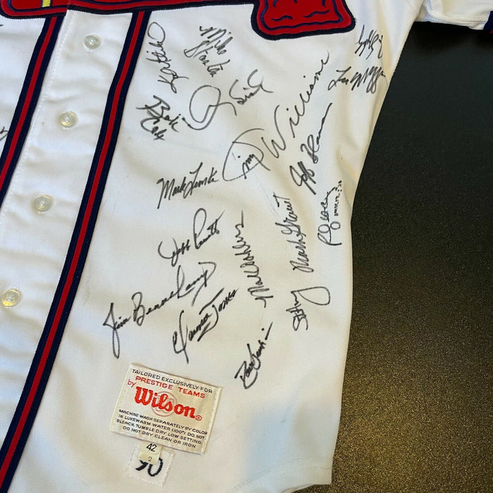 1991 Atlanta Braves NL Champs Team Signed Game Used Jersey 42 Sigs Beckett COA