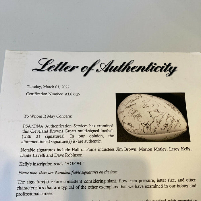 Jim Brown Cleveland Browns Legends Multi Signed Football 31 Sigs PSA DNA COA