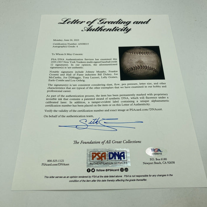 Lou Gehrig 1937 New York Yankees World Series Champs Team Signed Baseball PSA