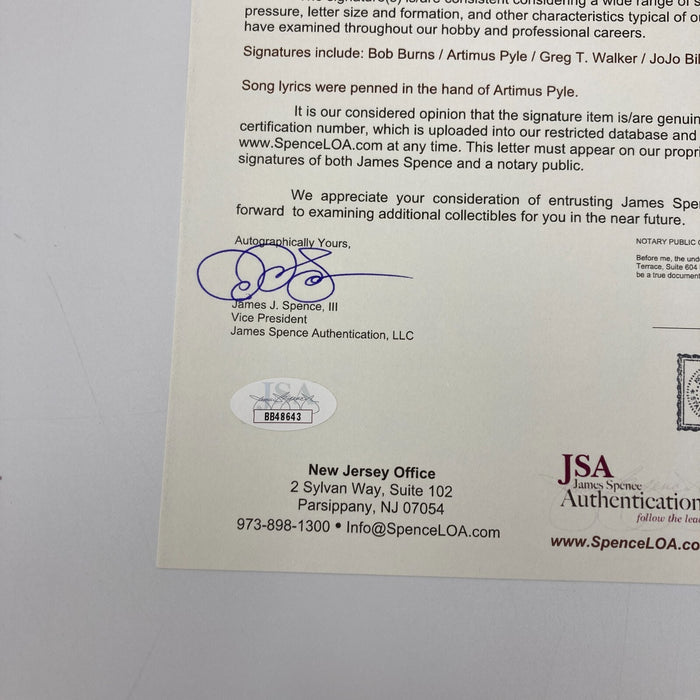 Lynyrd Skynyrd Band Signed Inscribed Main Street Acoustic Guitar JSA COA