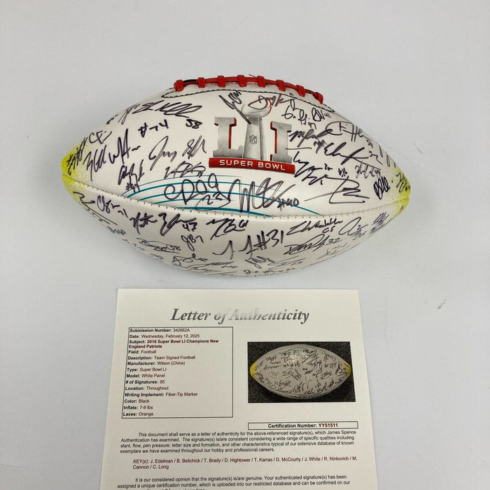 Tom Brady 2016 New England Patriots Super Bowl Champs Team Signed Football JSA