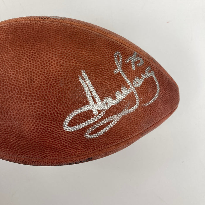 Terry Bradshaw Howie Long Cris Collinsworth James Brown Signed NFL Football JSA