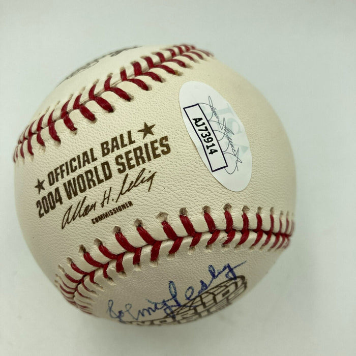 Carlton Fisk HOF 2000 & Johnny Pesky Signed 2004 World Series Baseball JSA COA