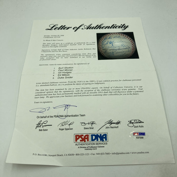 Jackie Robinson Roy Campanella 1949 Brooklyn Dodgers Team Signed Baseball PSA