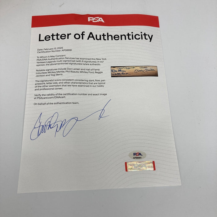 Mickey Mantle New York Yankees HOF Legends Multi Signed Baseball Bat PSA DNA COA