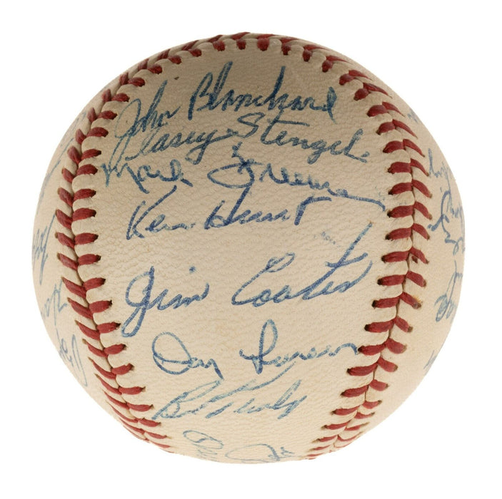 1958 New York Yankees W.S. Champs Team Signed Baseball Mickey Mantle Maris JSA