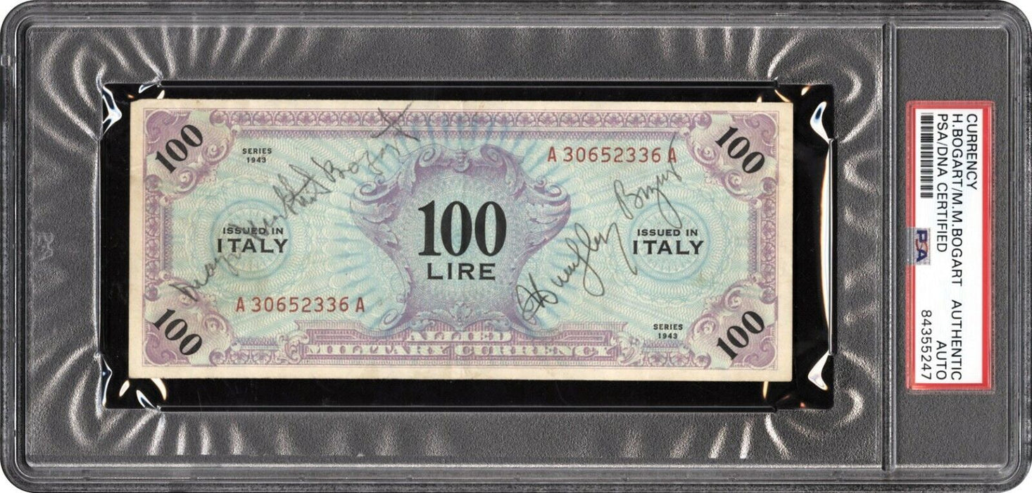 Humphrey Bogart Signed World War 2 1942 Italian Currency 100 LIRE PSA DNA COA