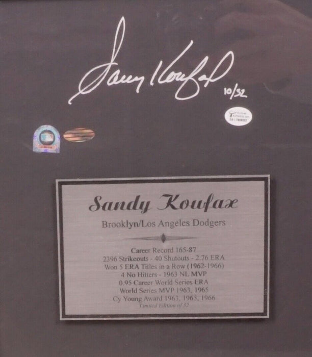 Beautiful Sandy Koufax Signed No Hitter Photo Display Framed 22x40 Steiner COA