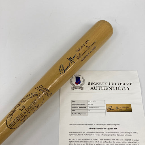The Finest Thurman Munson Single Signed Game Model Baseball Bat Beckett COA