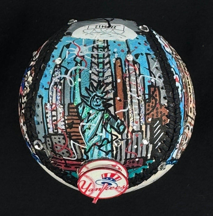 Derek Jeter Rookie Signed Charles Fazzino Hand Painted Pop Art Baseball JSA COA
