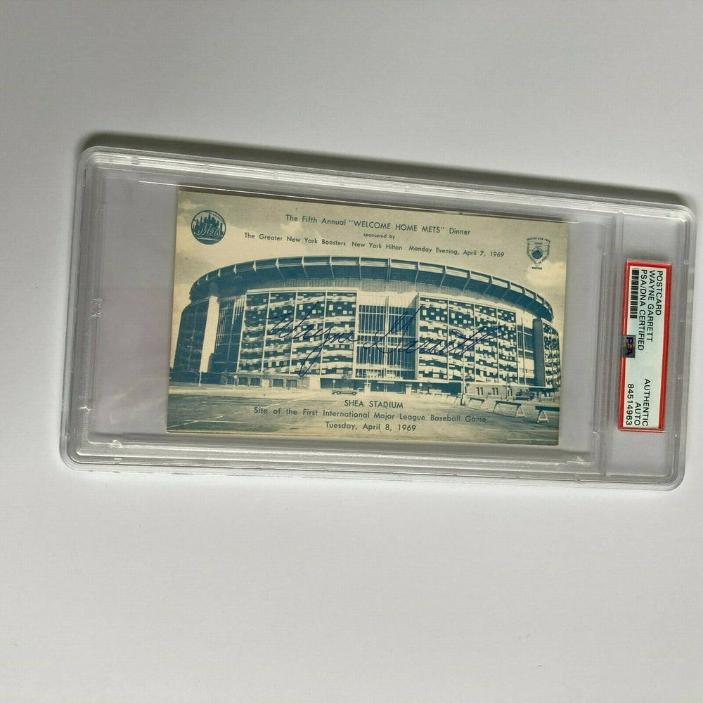 Wayne Garrett Signed 1969 New York Mets Shea Stadium Postcard PSA DNA RARE