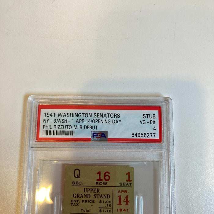 Phil Rizzuto MLB Debut Ticket April 14, 1941 PSA 4 POP 1 Highest One Graded