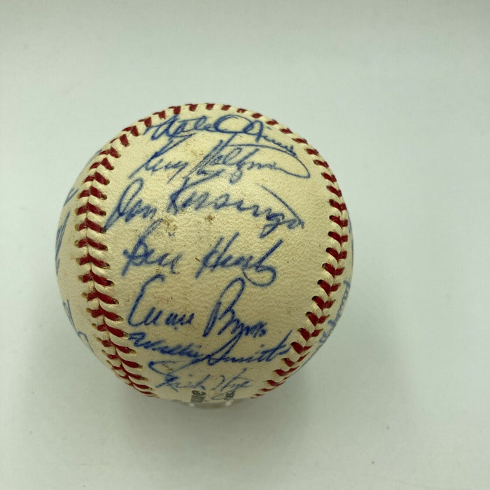 1969 Chicago Cubs Team Signed Vintage National League Baseball Ernie Banks JSA