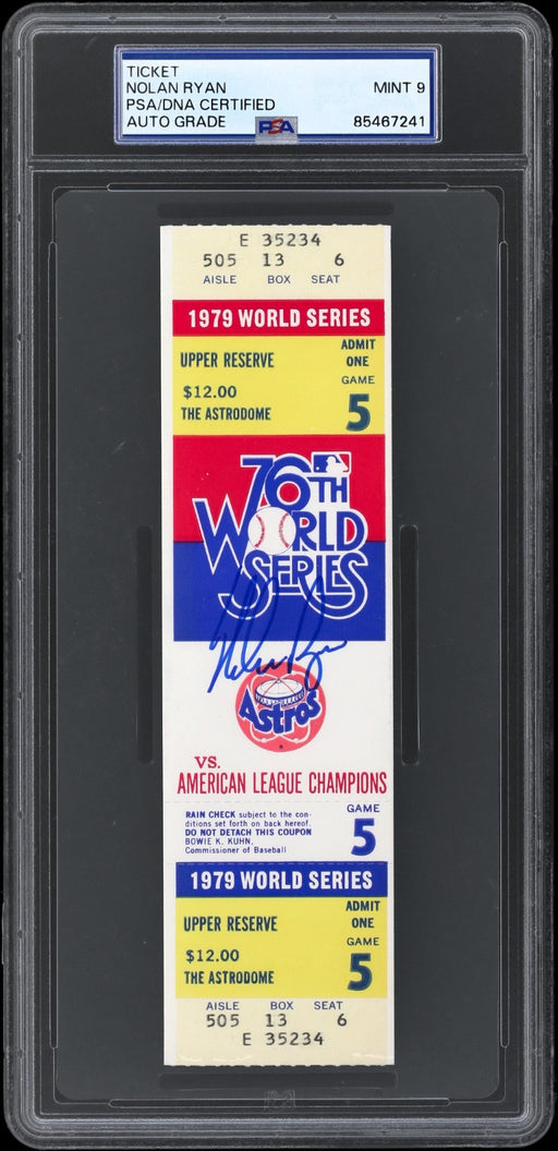 Nolan Ryan Signed 1975 World Series Ticket PSA DNA 9 MINT Houston Astros