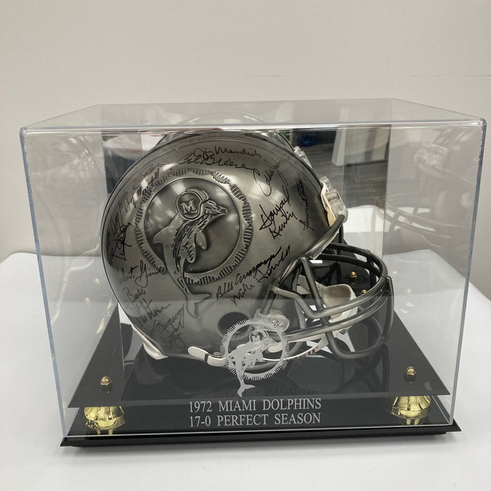 Beautiful 1972 Miami Dolphins Super Bowl Champs Team Signed Pewter Helmet JSA