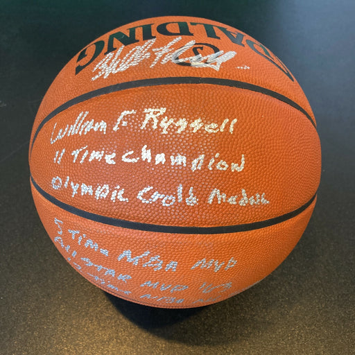 Extraordinary Bill Russell Signed Heavily Inscribed STAT Basketball #5/6 PSA DNA