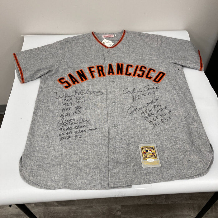 The Finest Willie Mays & Willie Mccovey Signed Inscribed STAT Giants Jersey JSA