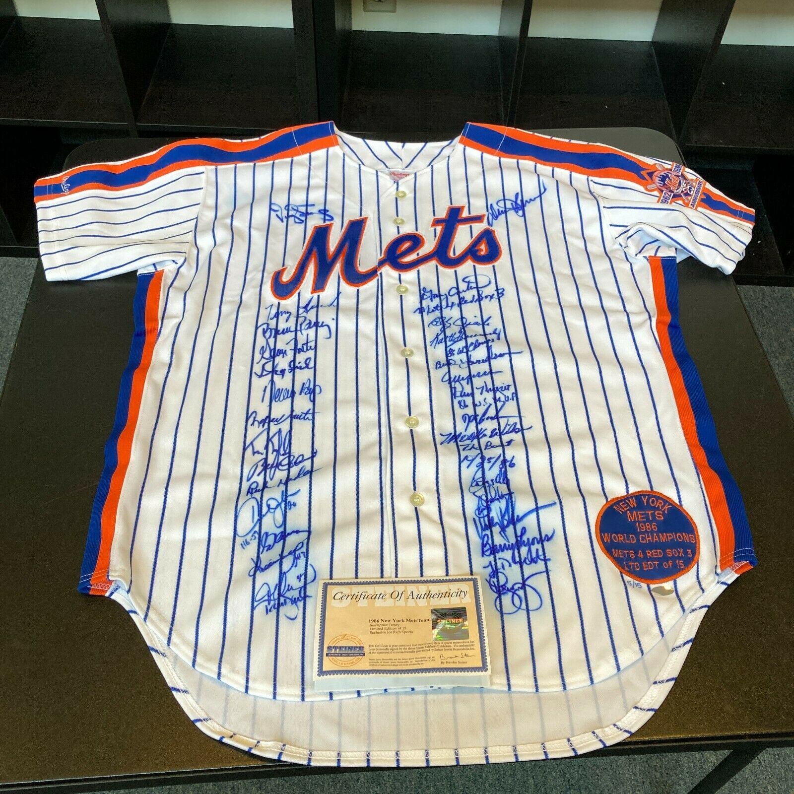 Stunning 1986 New York Mets World Series Champs Team Signed Game Jerse —  Showpieces Sports