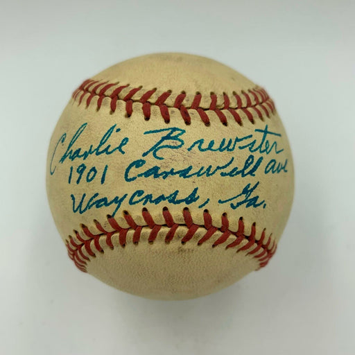 Charlie Brewster Single Signed National League Giles Baseball JSA COA