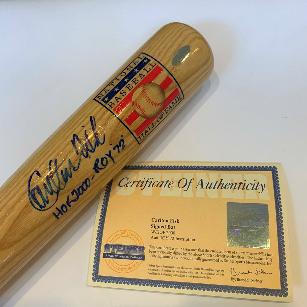 Carlton Fisk 1972 Rookie Of The Year 2000 Hall Of Fame Signed Bat Steiner COA