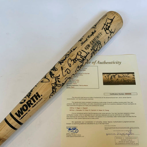 1992 Houston Astros Team Signed Ken Caminiti Game Used Bat Bagwell Biggio JSA