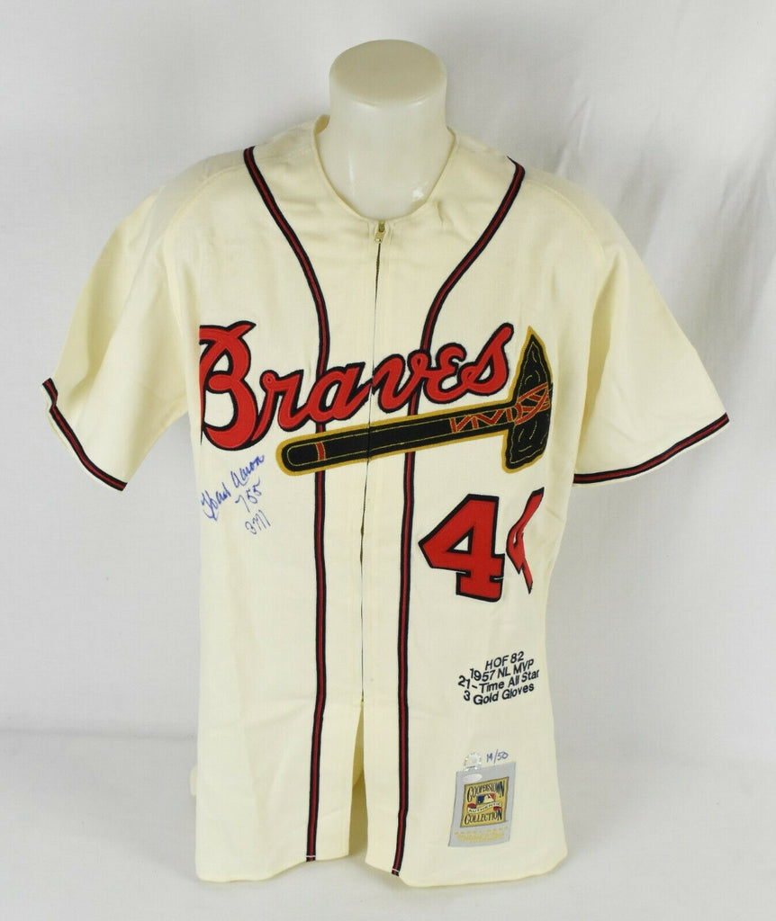 Hank Aaron 755 Home Runs Signed Authentic 1974 Atlanta Braves Jersey J —  Showpieces Sports